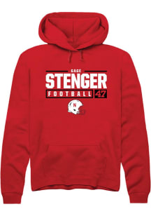 Gage Stenger Rally Mens Red Nebraska Cornhuskers NIL Stacked Box Hooded Sweatshirt