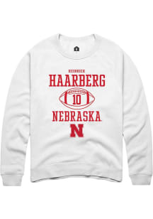 Heinrich Haarberg Rally Mens White Nebraska Cornhuskers NIL Sport Icon Crew Sweatshirt