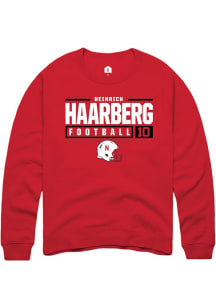 Heinrich Haarberg Rally Mens Red Nebraska Cornhuskers NIL Stacked Box Crew Sweatshirt