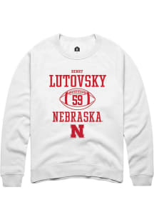 Henry Lutovsky Rally Mens White Nebraska Cornhuskers NIL Sport Icon Crew Sweatshirt