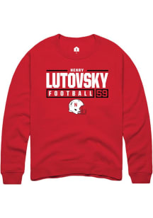 Henry Lutovsky Rally Mens Red Nebraska Cornhuskers NIL Stacked Box Crew Sweatshirt