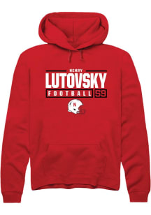 Henry Lutovsky Rally Mens Red Nebraska Cornhuskers NIL Stacked Box Hooded Sweatshirt
