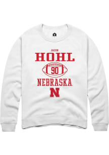 Jacob Hohl Rally Mens White Nebraska Cornhuskers NIL Sport Icon Crew Sweatshirt