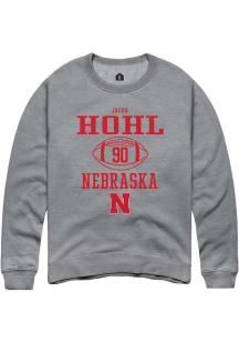 Jacob Hohl Rally Mens Graphite Nebraska Cornhuskers NIL Sport Icon Crew Sweatshirt