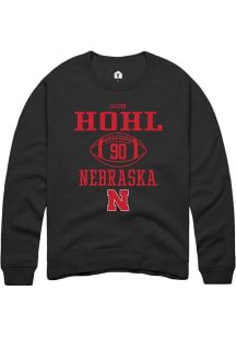 Jacob Hohl Rally Mens Black Nebraska Cornhuskers NIL Sport Icon Crew Sweatshirt