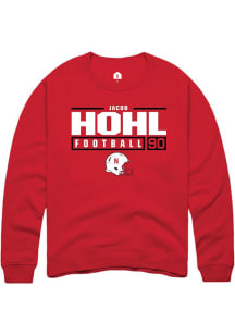 Jacob Hohl Rally Mens Red Nebraska Cornhuskers NIL Stacked Box Crew Sweatshirt