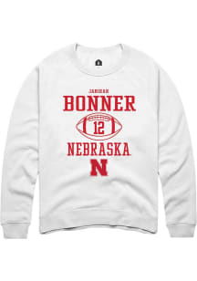 Janiran Bonner Rally Mens White Nebraska Cornhuskers NIL Sport Icon Crew Sweatshirt