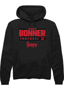 Janiran Bonner Rally Mens Black Nebraska Cornhuskers NIL Stacked Box Hooded Sweatshirt