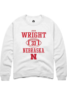Javin Wright Rally Mens White Nebraska Cornhuskers NIL Sport Icon Crew Sweatshirt