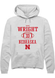 Javin Wright Rally Mens White Nebraska Cornhuskers NIL Sport Icon Hooded Sweatshirt