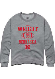 Javin Wright Rally Mens Graphite Nebraska Cornhuskers NIL Sport Icon Crew Sweatshirt