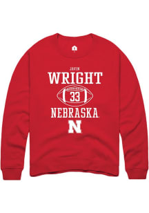 Javin Wright Rally Mens Red Nebraska Cornhuskers NIL Sport Icon Crew Sweatshirt