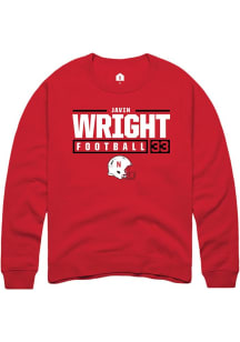 Javin Wright Rally Mens Red Nebraska Cornhuskers NIL Stacked Box Crew Sweatshirt