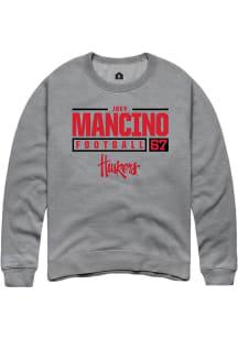 Joey Mancino Rally Mens Graphite Nebraska Cornhuskers NIL Stacked Box Crew Sweatshirt