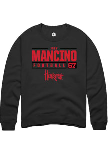 Joey Mancino Rally Mens Black Nebraska Cornhuskers NIL Stacked Box Crew Sweatshirt