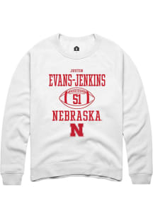 Justin Evans-Jenkins Rally Mens White Nebraska Cornhuskers NIL Sport Icon Crew Sweatshirt