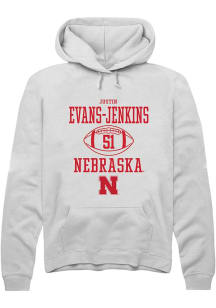 Justin Evans-Jenkins Rally Mens White Nebraska Cornhuskers NIL Sport Icon Hooded Sweatshirt