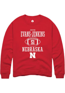 Justin Evans-Jenkins Rally Mens Red Nebraska Cornhuskers NIL Sport Icon Crew Sweatshirt