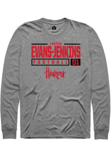 Justin Evans-Jenkins Rally Mens Graphite Nebraska Cornhuskers NIL Stacked Box Tee