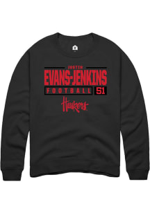 Justin Evans-Jenkins Rally Mens Black Nebraska Cornhuskers NIL Stacked Box Crew Sweatshirt