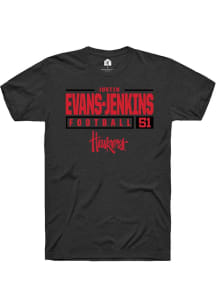 Justin Evans-Jenkins Black Nebraska Cornhuskers NIL Stacked Box Short Sleeve T Shirt