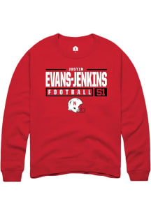 Justin Evans-Jenkins Rally Mens Red Nebraska Cornhuskers NIL Stacked Box Crew Sweatshirt