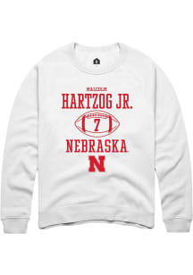 Malcolm Hartzog Rally Mens White Nebraska Cornhuskers NIL Sport Icon Crew Sweatshirt