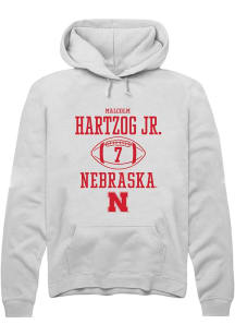 Malcolm Hartzog Rally Mens White Nebraska Cornhuskers NIL Sport Icon Hooded Sweatshirt