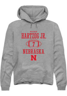 Malcolm Hartzog Rally Mens Graphite Nebraska Cornhuskers NIL Sport Icon Hooded Sweatshirt