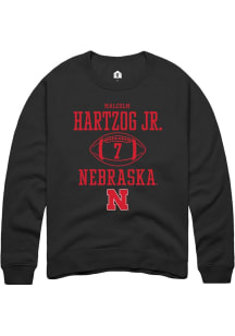 Malcolm Hartzog Rally Mens Black Nebraska Cornhuskers NIL Sport Icon Crew Sweatshirt