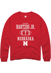 Malcolm Hartzog Rally Mens Red Nebraska Cornhuskers NIL Sport Icon Crew Sweatshirt