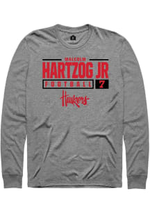 Malcolm Hartzog Rally Mens Graphite Nebraska Cornhuskers NIL Stacked Box Tee