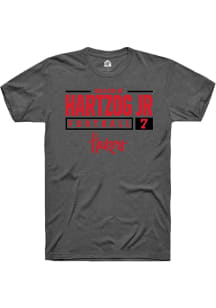 Malcolm Hartzog Dark Grey Nebraska Cornhuskers NIL Stacked Box Short Sleeve T Shirt