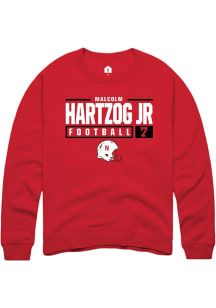 Malcolm Hartzog Rally Mens Red Nebraska Cornhuskers NIL Stacked Box Crew Sweatshirt