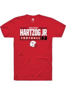 Malcolm Hartzog Red Nebraska Cornhuskers NIL Stacked Box Short Sleeve T Shirt