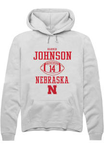 Rahmir Johnson Rally Mens White Nebraska Cornhuskers NIL Sport Icon Hooded Sweatshirt