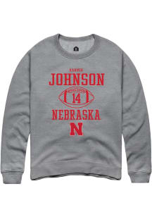 Rahmir Johnson Rally Mens Graphite Nebraska Cornhuskers NIL Sport Icon Crew Sweatshirt