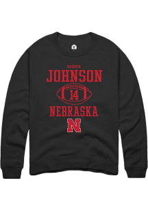 Rahmir Johnson Rally Mens Black Nebraska Cornhuskers NIL Sport Icon Crew Sweatshirt