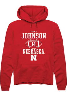 Rahmir Johnson Rally Mens Red Nebraska Cornhuskers NIL Sport Icon Hooded Sweatshirt