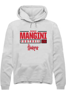 Roman Mangini Rally Mens White Nebraska Cornhuskers NIL Stacked Box Hooded Sweatshirt