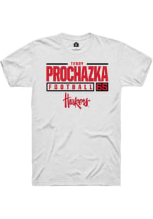Teddy Prochazka  Nebraska Cornhuskers White Rally NIL Stacked Box Short Sleeve T Shirt