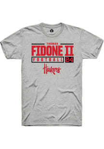 Thomas Fidone II Ash Nebraska Cornhuskers NIL Stacked Box Short Sleeve T Shirt