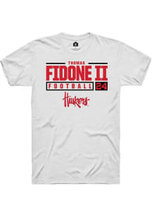 Thomas Fidone II White Nebraska Cornhuskers NIL Stacked Box Short Sleeve T Shirt