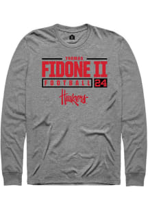 Thomas Fidone II Rally Mens Graphite Nebraska Cornhuskers NIL Stacked Box Tee