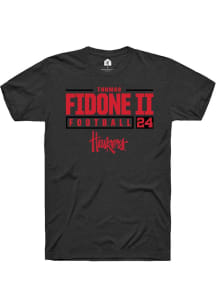 Thomas Fidone II Black Nebraska Cornhuskers NIL Stacked Box Short Sleeve T Shirt