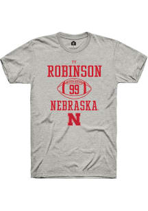 Ty Robinson Ash Nebraska Cornhuskers NIL Sport Icon Short Sleeve T Shirt