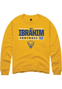 Abe Ibrahim Rally Mens Gold Pitt Panthers NIL Stacked Box Crew Sweatshirt