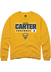 Daniel Carter  Rally Pitt Panthers Mens Gold NIL Stacked Box Long Sleeve Crew Sweatshirt