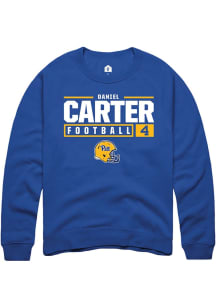 Daniel Carter  Rally Pitt Panthers Mens Blue NIL Stacked Box Long Sleeve Crew Sweatshirt