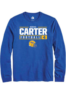 Daniel Carter  Pitt Panthers Blue Rally NIL Stacked Box Long Sleeve T Shirt